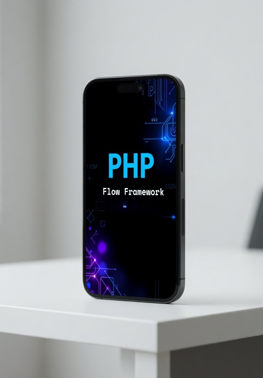 Phone displaying PHP course 'Flow Framework'