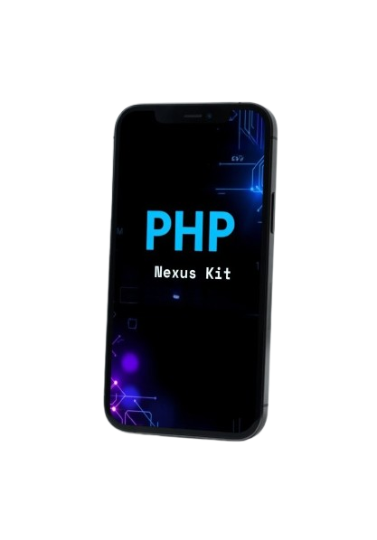 Phone with 'PHP Nexus Kit' text on a black background