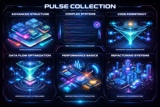 Pulse Collection with futuristic interface design elements on a dark background