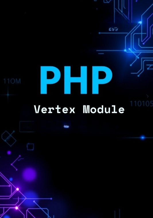 PHP Vertex Module text on a dark background with circuit design elements